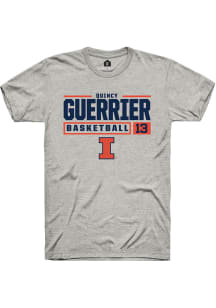 Quincy Guerrier Ash Illinois Fighting Illini NIL Stacked Box Short Sleeve T Shirt
