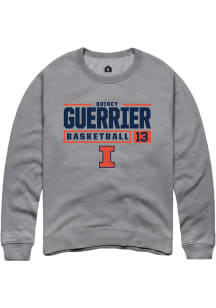 Quincy Guerrier  Rally Illinois Fighting Illini Mens Graphite NIL Stacked Box Long Sleeve Crew S..