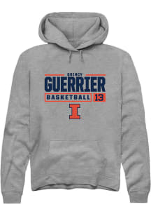 Quincy Guerrier  Rally Illinois Fighting Illini Mens Grey NIL Stacked Box Long Sleeve Hoodie
