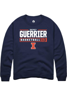 Quincy Guerrier  Rally Illinois Fighting Illini Mens Navy Blue NIL Stacked Box Long Sleeve Crew ..
