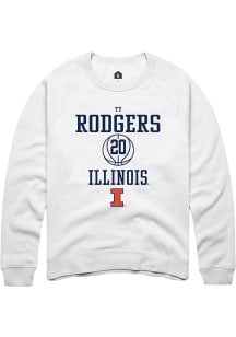 Ty Rodgers  Rally Illinois Fighting Illini Mens White NIL Sport Icon Long Sleeve Crew Sweatshirt