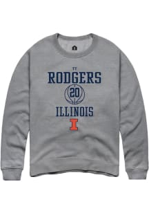 Ty Rodgers  Rally Illinois Fighting Illini Mens Grey NIL Sport Icon Long Sleeve Crew Sweatshirt