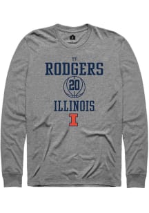 Ty Rodgers  Illinois Fighting Illini Grey Rally NIL Sport Icon Long Sleeve T Shirt