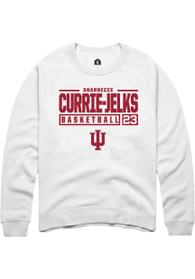 Sharnecce Currie-Jelks  Rally Indiana Hoosiers Mens White NIL Stacked Box Long Sleeve Crew Sweat..