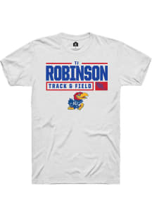TJ Robinson  Kansas Jayhawks White Rally NIL Stacked Box Short Sleeve T Shirt