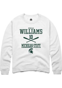 Nicklas Williams  Rally Michigan State Spartans Mens White NIL Sport Icon Long Sleeve Crew Sweat..