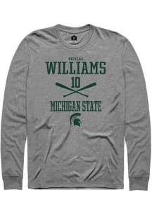 Nicklas Williams  Michigan State Spartans Grey Rally NIL Sport Icon Long Sleeve T Shirt