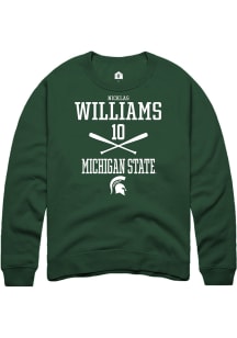 Nicklas Williams  Rally Michigan State Spartans Mens Green NIL Sport Icon Long Sleeve Crew Sweat..