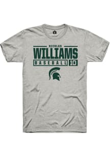 Nicklas Williams  Michigan State Spartans Grey Rally NIL Stacked Box Short Sleeve T Shirt