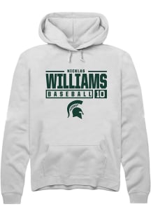 Nicklas Williams  Rally Michigan State Spartans Mens White NIL Stacked Box Long Sleeve Hoodie