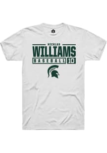 Nicklas Williams  Michigan State Spartans White Rally NIL Stacked Box Short Sleeve T Shirt