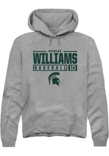 Nicklas Williams  Rally Michigan State Spartans Mens Graphite NIL Stacked Box Long Sleeve Hoodie