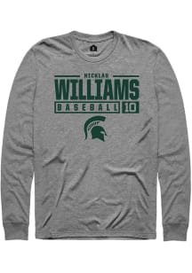 Nicklas Williams  Michigan State Spartans Graphite Rally NIL Stacked Box Long Sleeve T Shirt