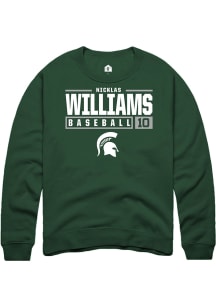 Nicklas Williams  Rally Michigan State Spartans Mens Green NIL Stacked Box Long Sleeve Crew Swea..