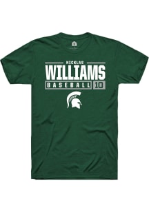 Nicklas Williams  Michigan State Spartans Green Rally NIL Stacked Box Short Sleeve T Shirt