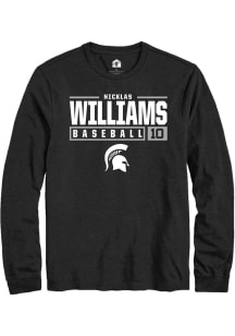 Nicklas Williams  Michigan State Spartans Black Rally NIL Stacked Box Long Sleeve T Shirt