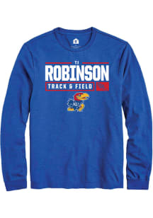 TJ Robinson  Kansas Jayhawks Blue Rally NIL Stacked Box Long Sleeve T Shirt