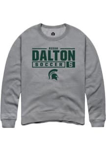 Regan Dalton  Rally Michigan State Spartans Mens Grey NIL Stacked Box Long Sleeve Crew Sweatshirt