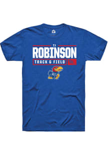 TJ Robinson  Kansas Jayhawks Blue Rally NIL Stacked Box Short Sleeve T Shirt