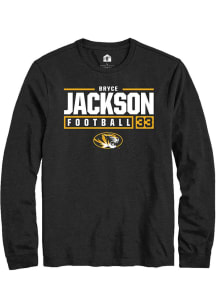 Bryce Jackson  Missouri Tigers Black Rally NIL Stacked Box Long Sleeve T Shirt