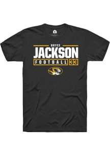 Bryce Jackson  Missouri Tigers Black Rally NIL Stacked Box Short Sleeve T Shirt