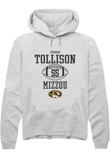 Connor Tollison  Rally Missouri Tigers Mens White NIL Sport Icon Long Sleeve Hoodie