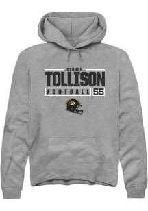 Connor Tollison  Rally Missouri Tigers Mens Grey NIL Stacked Box Long Sleeve Hoodie