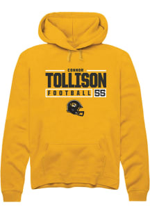 Connor Tollison  Rally Missouri Tigers Mens Gold NIL Stacked Box Long Sleeve Hoodie