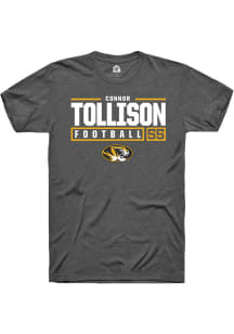 Connor Tollison  Missouri Tigers Grey Rally NIL Stacked Box Short Sleeve T Shirt