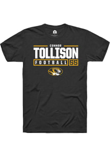 Connor Tollison  Missouri Tigers Black Rally NIL Stacked Box Short Sleeve T Shirt