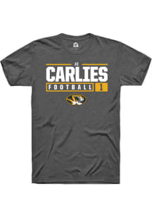 JC Carlies  Missouri Tigers Dark Grey Rally NIL Stacked Box Short Sleeve T Shirt