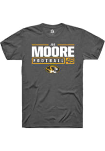 Joe Moore  Missouri Tigers Dark Grey Rally NIL Stacked Box Short Sleeve T Shirt