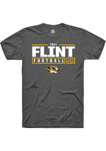 Trey Flint  Missouri Tigers Dark Grey Rally NIL Stacked Box Short Sleeve T Shirt