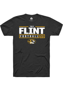 Trey Flint  Missouri Tigers Black Rally NIL Stacked Box Short Sleeve T Shirt