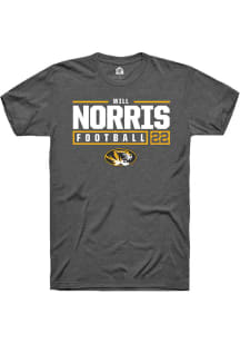 Will Norris  Missouri Tigers Dark Grey Rally NIL Stacked Box Short Sleeve T Shirt
