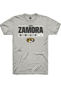 Jade Zamora  Missouri Tigers Ash Rally NIL Stacked Box Short Sleeve T Shirt