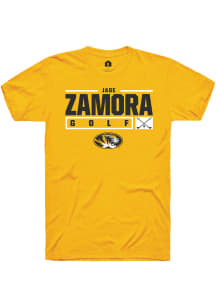 Jade Zamora  Missouri Tigers Gold Rally NIL Stacked Box Short Sleeve T Shirt