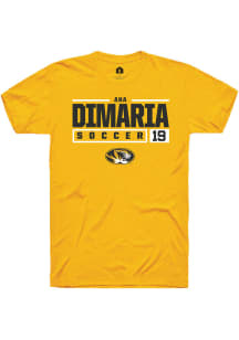 Ana DiMaria  Missouri Tigers Gold Rally NIL Stacked Box Short Sleeve T Shirt