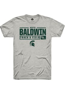 Heath Baldwin Ash Michigan State Spartans NIL Stacked Box Short Sleeve T Shirt