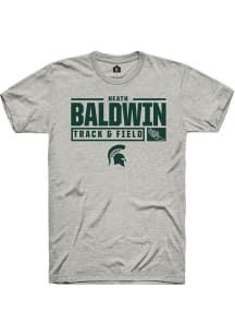 Heath Baldwin  Michigan State Spartans Ash Rally NIL Stacked Box Short Sleeve T Shirt