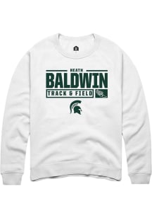 Heath Baldwin Rally Mens White Michigan State Spartans NIL Stacked Box Crew Sweatshirt