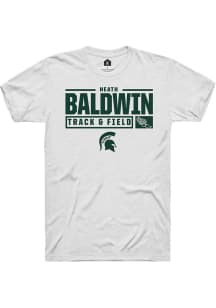 Heath Baldwin White Michigan State Spartans NIL Stacked Box Short Sleeve T Shirt