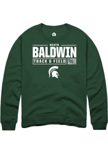 Heath Baldwin Rally Mens Green Michigan State Spartans NIL Stacked Box Crew Sweatshirt