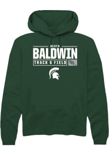 Heath Baldwin Rally Mens Green Michigan State Spartans NIL Stacked Box Hooded Sweatshirt
