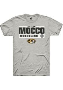 Peyton Mocco  Missouri Tigers Ash Rally NIL Stacked Box Short Sleeve T Shirt