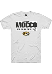 Peyton Mocco  Missouri Tigers White Rally NIL Stacked Box Short Sleeve T Shirt