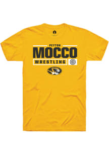 Peyton Mocco  Missouri Tigers Gold Rally NIL Stacked Box Short Sleeve T Shirt