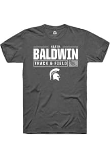 Heath Baldwin Dark Grey Michigan State Spartans NIL Stacked Box Short Sleeve T Shirt