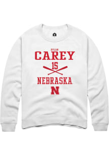 Dylan Carey Rally Mens White Nebraska Cornhuskers NIL Sport Icon Crew Sweatshirt