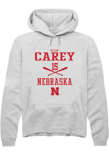 Dylan Carey Rally Mens White Nebraska Cornhuskers NIL Sport Icon Hooded Sweatshirt